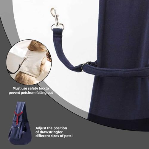 Dog Carrier Sling - Reversible Puppy Carrier Purse with Storage Pocket, Hand-Free Dog Sling Carrier for Carry Small Dogs and Cats, Travel Safety Harness, Dog and Cat Harness (Dark Blue) - color: Dark Blue