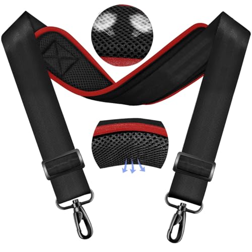 ZINMARK Shoulder Strap 59 inch, Extra-Thick Fixed Cushion Pad and Dual Clasps Universal Replacement Strap for Bags, Camera, Crossbody，Lawn mower -Black Red edge - color: Black Red Edge