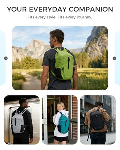 ECOHUB 15L Ultra-Lightweight Packable Backpack, Casual Daypack for Daily Use, Small Hiking & Travel, Foldable Backpack, Water-Resistant Nylon, Reflective Design - color: Black