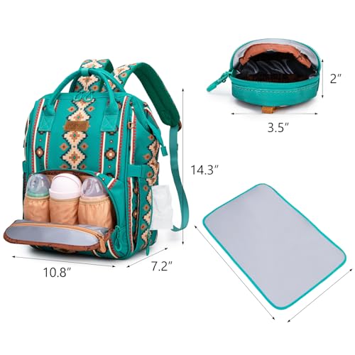 Montana West Wrangler Diaper Bag Backpack Aztec Callie Bag Travel Backpack Purses Western Multi-Function Baby Bags for Mom - color: Green