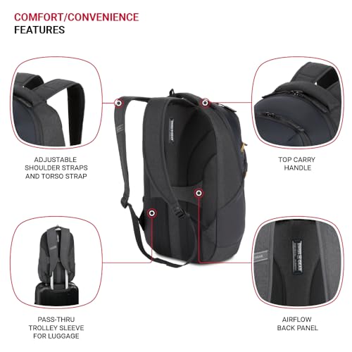 SwissGear 8175 Laptop Backpack, Charcoal Heather, 18 Inches - color: Charcoal Heather
