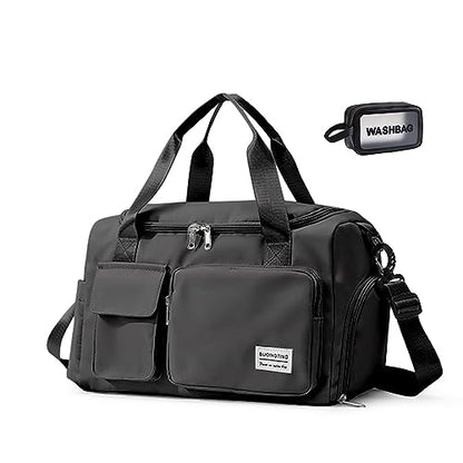 Small Gym Bag for Women, Travel Duffle Bag Carry On Weekender Bag with Shoe Compartment - color: 02#Black, style: Gym Bag&toiletry Bag