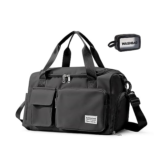 Small Gym Bag for Women, Travel Duffle Bag Carry On Weekender Bag with Shoe Compartment - color: 02#Black, style: Gym Bag&toiletry Bag
