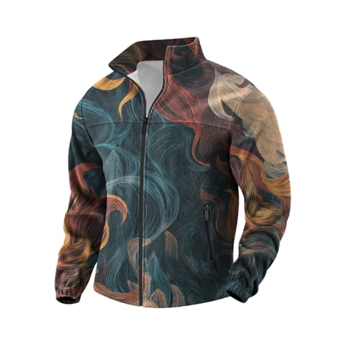 domirica Mens Novelty Print Full-Zip Fleece Hoodie Big and Tall Stylish Trendy Casual Gym Training Warm Sweatshirt - color: Art, size: Small