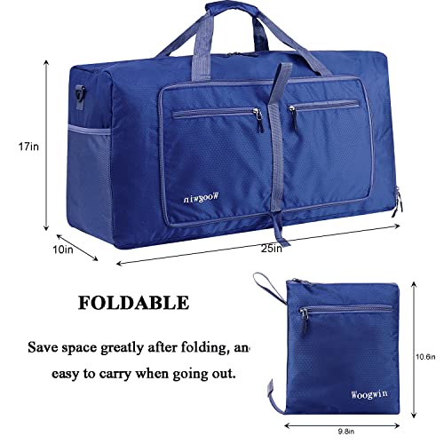 Woogwin Travel Duffel Bag Large Foldable Waterproof Overnight Bag for Beach Swim Bags Pool Sports Gym - color: 60L New Darkblue