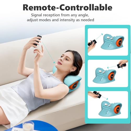 2026 Upgraded 3-in-1 Neck Massager, Portable Cervical Traction Device, 3 Heat Levels & 3 Vibration Modes, Ergonomic Support for Neck Pain Relief & Muscle Relaxation, Home & Office Use