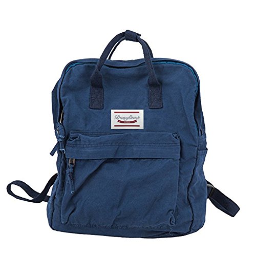 LuckyZ Womens Casual Style Lightweight Canvas Backpack Book Bag Travel Daypack Medium Handbag Purse, Blue - color: Blue