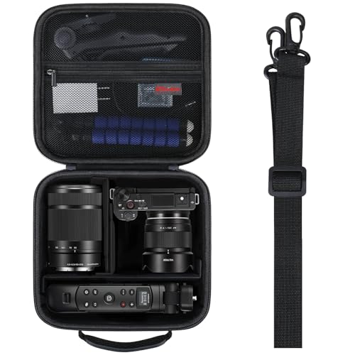 Elonbo Carrying Case for Sony ZV-E10 / ZVE10 II Mirrorless Camera, Portable Digital Camera Hard Travel Bag Storage Holder. Mesh Pocket Fits Interchangeable Lens, Card Reader, Cable, Tripod. Black - color: Black