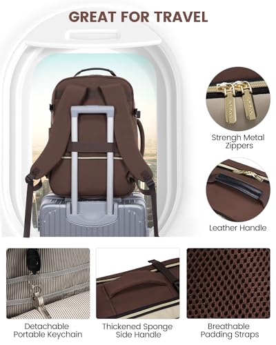 LOVEVOOK 50L Travel Backpack for Women & Men, Airline Approved Carry On Luggage with 3 Packing Cubes, TSA Overnight Bags, Waterproof Personal Item Bag, Weekender Essentials Backpacks fits 17" Laptop - color: Coffee-beige-black, size: X-Large