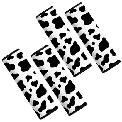 Car Seat Belt Pad Cover, 4-Pack Soft Car Safety Seat Belt Strap Shoulder Pad for Adults and Children, Suitable for Car Seat Belt, Backpack, Shoulder Bag (Cow Pattern) - color: 4 pack cow cover