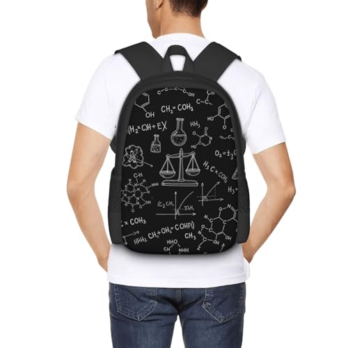 Slim Anti Theft Laptop Backpack Science Formulas Math Chemistry, Large Volume Travel Daypack Durable Polyester Carry Bag for Office Business Outdoor Trekking - color: Design (543)