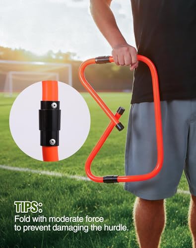 Agility Hurdles,9"-12.6" Adjustable Speed Training Hurdles for Football, Basketball, Soccer Hurdles Training Equipment Set of 6 Cones Set - color: Orange 10 Pack
