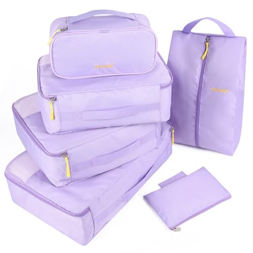 COVAX Packing Cubes for Suitcases, 5 Set Travel Luggage Organizer Bags and Storage Packing Cubes for Women Men, Purple - color: Purple-5