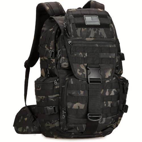 50L Military Tactical Backpack 3 Day Assault Pack Molle Daypack Hiking Backpack for Men and Women - color: Blacktie-dye
