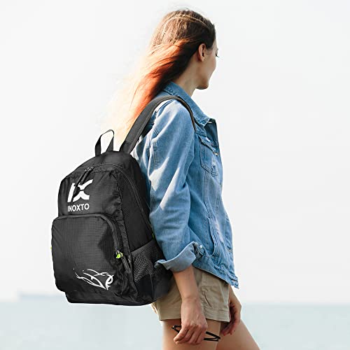 INOXTO 20L Lightweight Hiking Backpack Small Foldable Hiking Daypack for Outdoor Hiking Travel Camping (Black) - color: Black