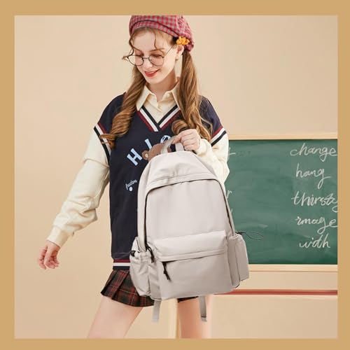 Backpack for Women College Cute Aesthetic Laptop Backpack Men Teacher Work Lightweight Casual Daypack Backpacks Anti theft Computer Gym Backpacks with Laptop Compartment White