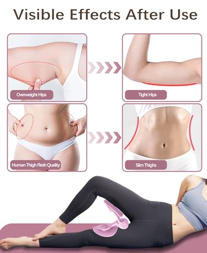 Pelvic Floor Exercise Device Available in 35 lb and 49 lb Resistance, Kegel and Inner Thigh Muscle Trainer, Home Workout Equipment for Postpartum Recovery, Women and Men, with Band - color: Pink
