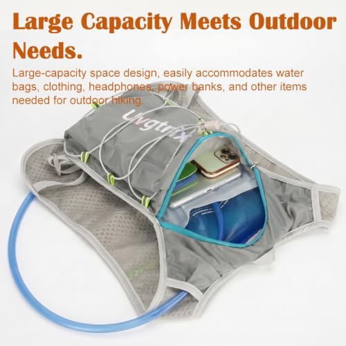 Hydration Vest Backpack with 2L Water Bladder, Lightweight Breathable Run Pack for Cycling Hiking Climbing Running - color: Grey
