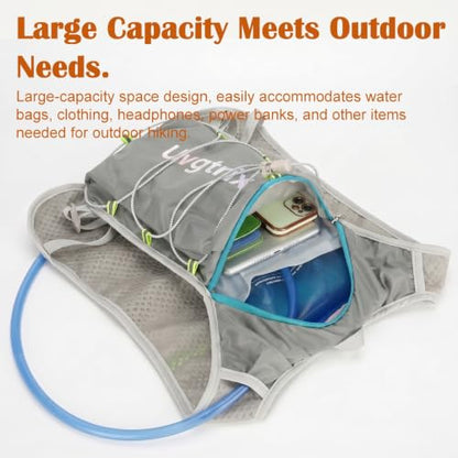 Hydration Vest Backpack with 2L Water Bladder, Lightweight Breathable Run Pack for Cycling Hiking Climbing Running - color: Grey