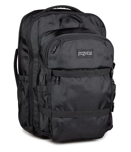 JanSport Venture Pack System – Travel Pack With Large Main Compartment, 4 Water Bottle Pockets, Adjustable Torso Length, Perimeter Wireframe Suspension, Tuck-Away Straps, Padded Hip Belt, Black - color: Black, style: Venture Pack System