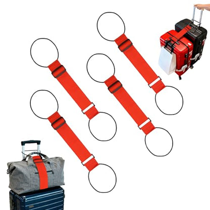 Luggage Straps for Suitcases，Multi-Use Strong Adjustable Luggage Connector Straps, Durable, Waterproof, Bungee Straps，Travel Suitcase Essential Travel Essentials (Red 4PCS) - color: 4Pcs Red
