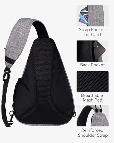 WATERFLY Sling Bag Sling Backpack Small Crossbody Shoulder Bag for Men Women Traveling Cycling Hiking Daypack - color: Hemp Gray