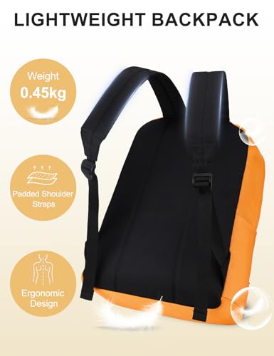 VASCHY Lightweight Backpack for School, Classic Basic Water Resistant Casual Day-pack for Travel with Bottle Side Pockets (Gold) - color: Gold