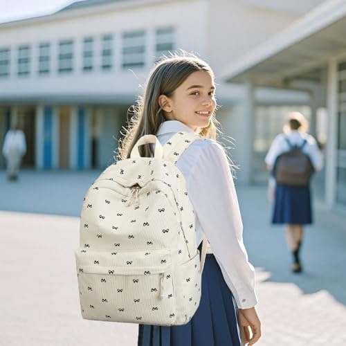 LEDAOU Backpack for Girls School Bag Kids Bookbag Teen Backpack Set Daypack with Lunch Bag and Pencil Case | Kids - color: Black Bowtie -2
