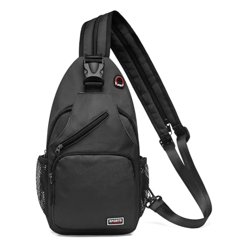 Convertible Sling Bags for Women Men, Lightweight Crossbody Backpack Daypack Fit for 11" Tablet for Casual Travel Sport Hiking (Black) - color: Black, size: Large