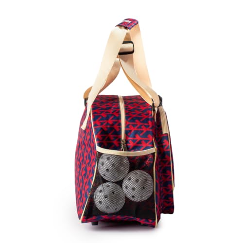 Pik’le’Ball Sport Premium Women's Pickleball Bag – Stylish and Versatile Sports Bag with Water Bottle Holder, Padded Paddle Pocket, and Spacious Design (fits 2+ Paddles!) - color: Court Couture Navy