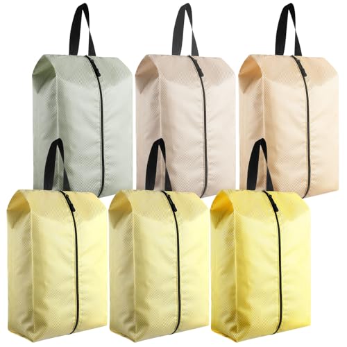 6 Pcs Travel Shoe Bags with Zipper Nylon Portable Waterproof Suitcase Shoe Organizer Packing for Golf(L,Yellow) - color: Yellow, size: L
