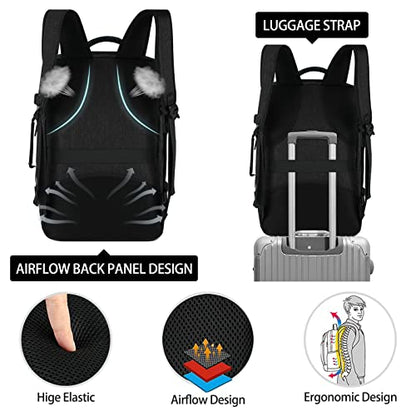 Lubardy Travel Backpack for Men Women 17 Inch Flight Approved Carry on Backpack Waterproof Large 40L Luggage Daypack Business College Weekender Overnight Laptop Backpack with 3 Packing Cubes, Black - color: Black(backpack With 3 Packing Cubes)