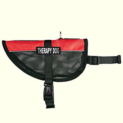 Dogline MaxAire Multi-Purpose Mesh Vest for Dogs and 2 Removable Therapy Dog Patches, Small, Red - color: Red, size: Girth 13 by 16"