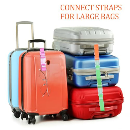 5pcs Luggage Belt, Colorful Carrying Clip Buckle, Travel Portable Luggage Straps, Adjustable Luggage Travel Belt Accessories, Practical Suitcase Straps
