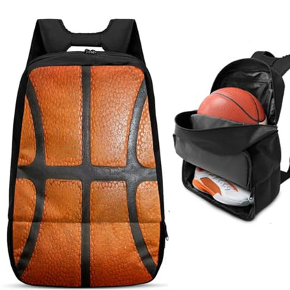 Basketball Backpack With Separate Ball Compartment And Shoes Fit Basketball Volleyball Football - color: Basketball Pattern
