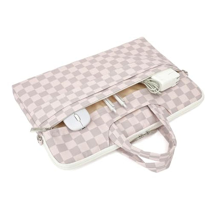 canvaslife Water Neutral Checker Pattern Resistant Laptop Shoulder Messenger Bag for Pro 16 inch and 15.6 inch-16 inch Laptop - color: Neutral Checker