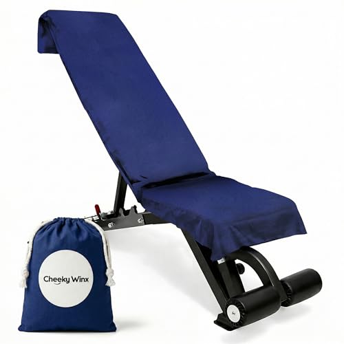 CHEEKY WINX Hooded Microfiber Gym Towel – Highly Absorbent Car Seat Towel with Carry Bag – Double-Sided Sweat Towel, Reversible, Quick Dry & Sand-Resistant Fabric, Navy Blue, 130 x 60cm - color: Navy Blue