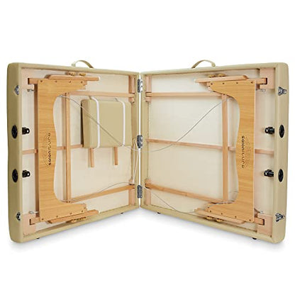 Saloniture Portable Physical Therapy Massage Table - Low to Ground Stretching Treatment Mat Platform - Cream - color: Cream