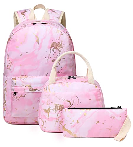 Bluboon Teen Girls School Backpack Kids Bookbag Set with Lunch Box Pencil Case Travel Laptop Backpack Casual Daypacks (Pink) - color: Pink