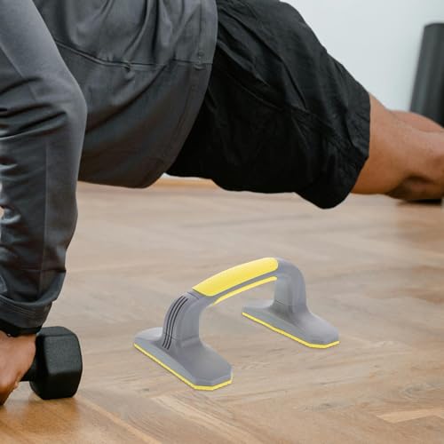 TOYANDONA Push up Bars Set for Floor Workout, Non-slip Plastic Pushup Handles Anti-skid Base, Portable Fitness Equipment for Home Strength and Balance Training, 1 Pair (gray Yellow)