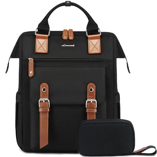 LOVEVOOK Laptop Backpack Purse for Women Work Traveling Commuter Backpack Business Computer Bag Doctor Nurse Bags College Backpack Teacher Laptop Bag, 15.6 Inch, Black-brown (Upgraded) - color: Black-brown (Upgraded), size: 15.6 Inch