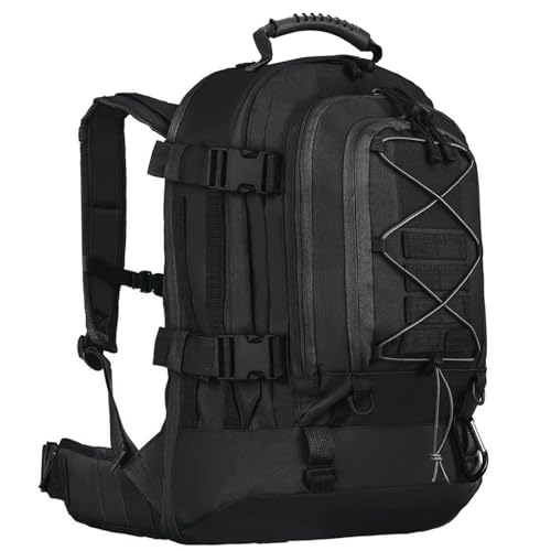 Miramrax Tactical Backpack Military Hiking Daypack - Molle Backpack for Men 3 Day Assault Pack Bug Out Bag for Camping Travel Army Hunting Gym Rucksack Survival (Black) - color: Black