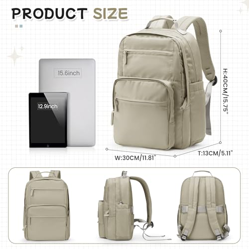 Casual Laptop Backpack for Women Work Travel Daypack Bags, Lightweight Waterproof Backpacks with 2 Large Main Compartments, Anti Theft Slim Sturdy Back Pack, 15” Laptop Sleeve, Brown - color: Brown
