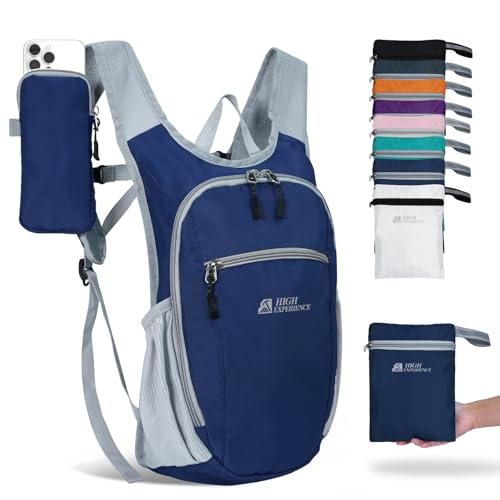 Hiking Backpack 10L/15L Small Daypack Lightweight Packable Travel Foldable Water Resistan for Women Men (Navy Blue, 15L) - color: Navy Blue, size: 15L