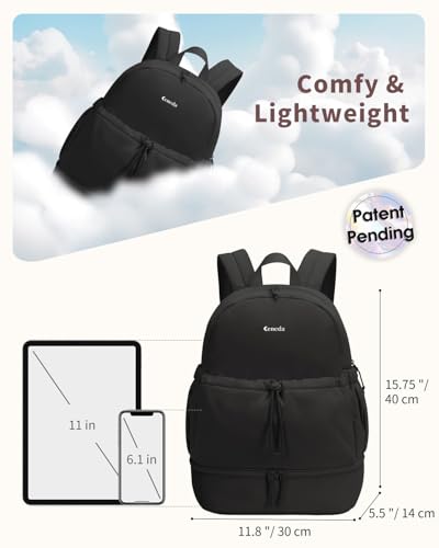 Ceneda Gym Backpack for Women, Cute Gym Bag with Shoe Compartment, Wet Pocket & Tumbler Strap, Puffer Dance Cheer Backpack - color: Black, style: Puffer