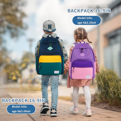 Chase Chic Kids Backpack for Boys - 17 inch School Backpacks for Toddler Girls Fits 6 to 12 Years Old - Lightweight Water Resistant Preschool Bookbag for Travel Daycare (Blue) - color: Dark Blue&blue