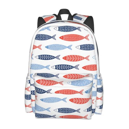 Ocean Fish Backpack School Bag Lightweight Bookbag Casual Daypack for Girls Boys Kids Women Men Travel Laptop 16 Inch - color: Fish