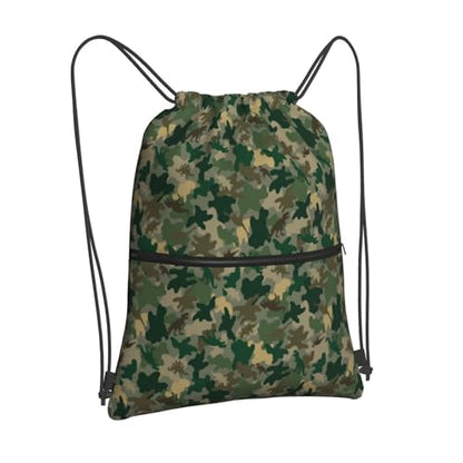 JOOCAR Camo Drawstring Bag Green Dinosaur Backpack Draw String Bags Waterproof Lightweight Sports Gym Beach Sackpack Zipper Pocket for Men Women - color: B2
