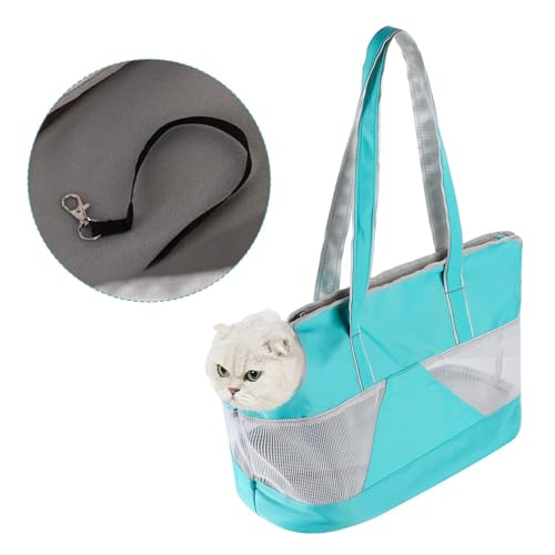 Pet Dog Purse Carrier Breathable Mesh Pets Puppy Cat Travel Outing Tote Bag Portable Cat Sling Carrier Transporter Tote Handbag Lightweight Dog Carrier Shoulder Bag with Thicken Bags Base - color: light blue