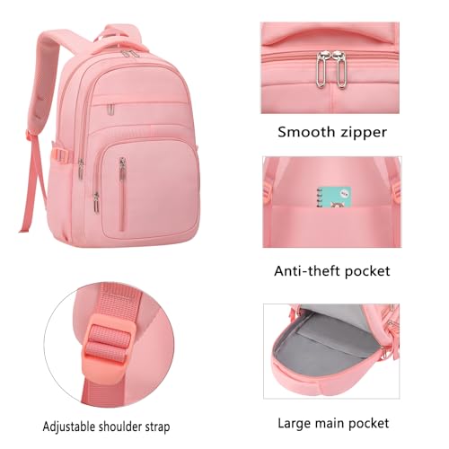KBTYE Cute School Backpack for Women Men Casual Travel Laptop Backpack Aesthetic Lightweight College Bookbags for Kids(Pink) - color: Pink